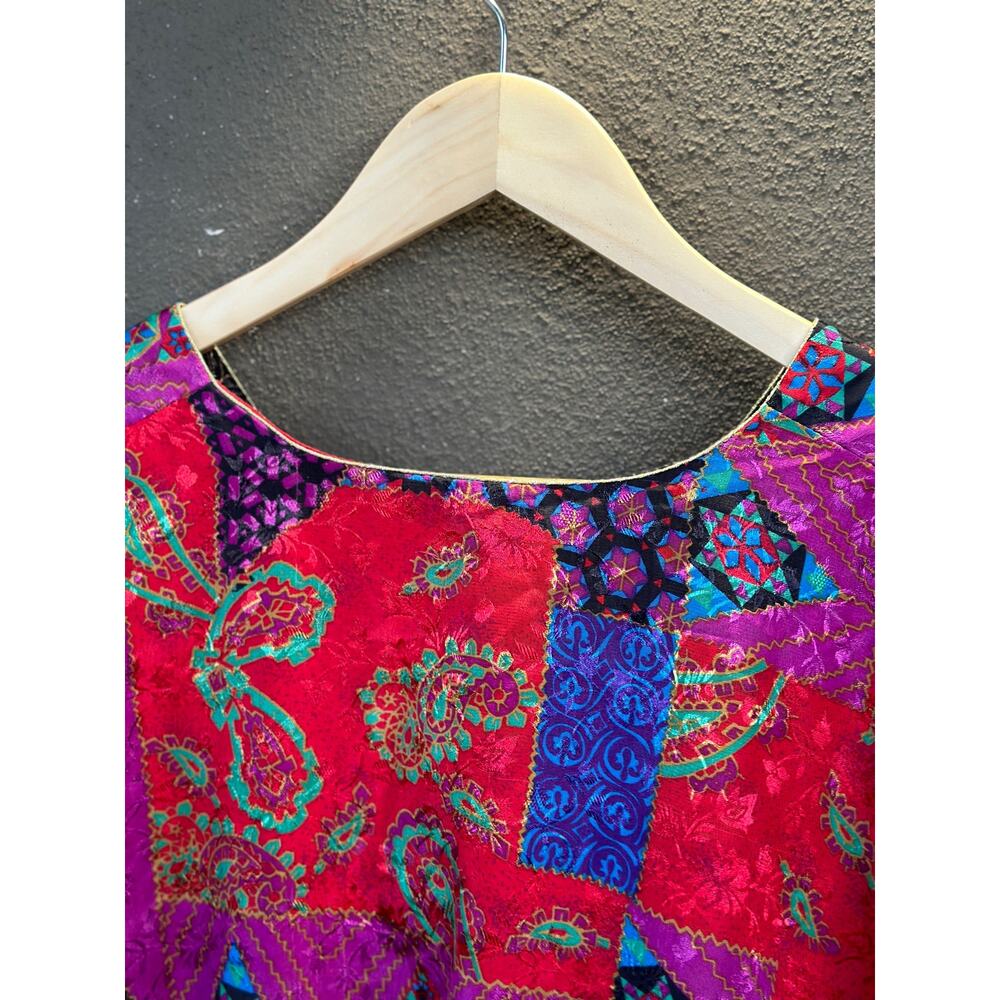 Vintage Winlar Katftan Women's One Size Colorful Satin Feel Boho Hippie Lounge - Picture 4 of 6